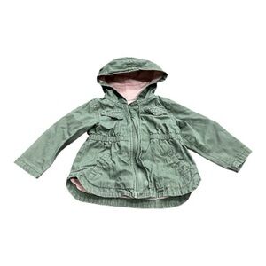 Old Navy Baby Girl Green Cargo Jacket, Size 12-18 Months. Zip Up, Hooded